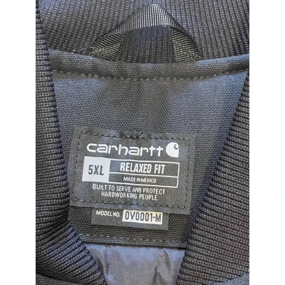 NWT Carhartt Quilt Lined Duck Canvas Vest Mens 5XL, V01-BLK